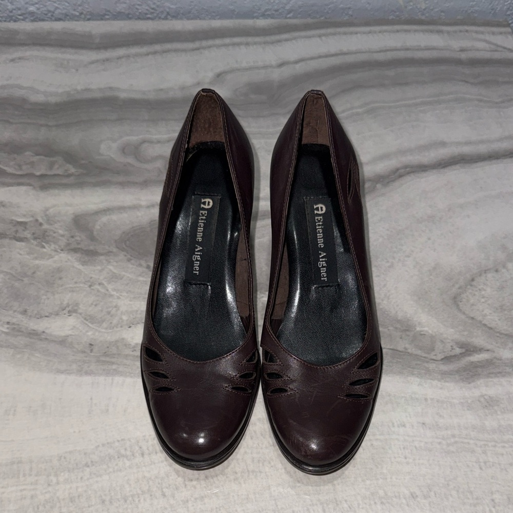 Etienne Aigner Rich Chocolate Leather Heels